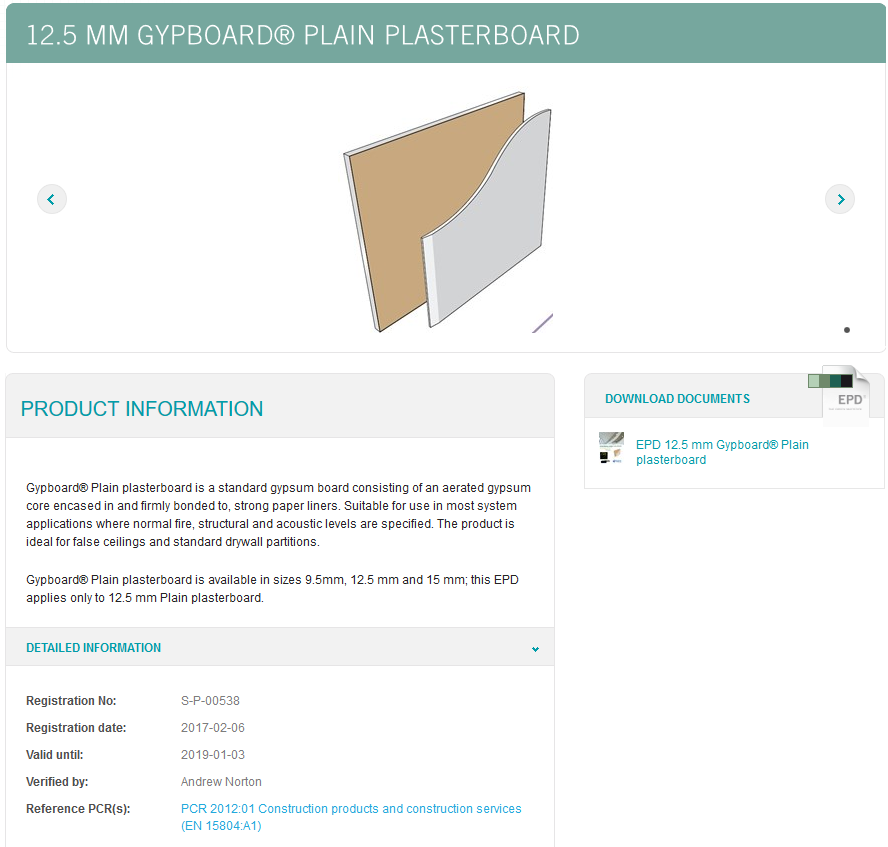海外の排出原単位データベース ⑥Environmental Product Declarations(EPD)の使用方法の画面例