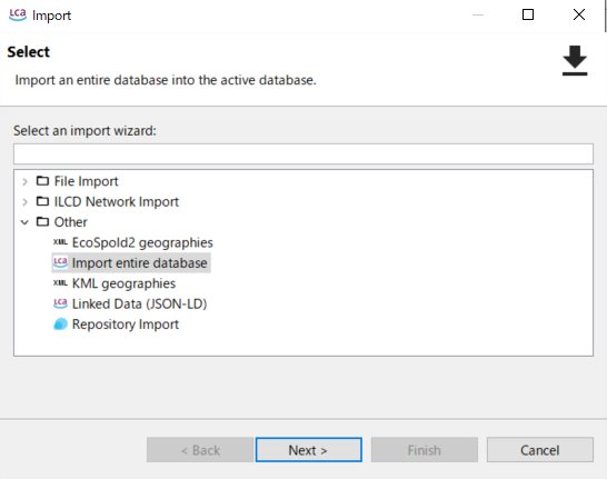 海外の排出原単位データベース ⑨openLCANexusの使用方法の画面例