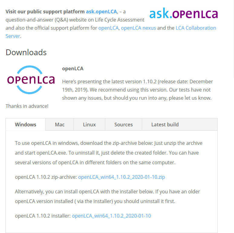海外の排出原単位データベース ⑨openLCANexusの使用方法の画面例